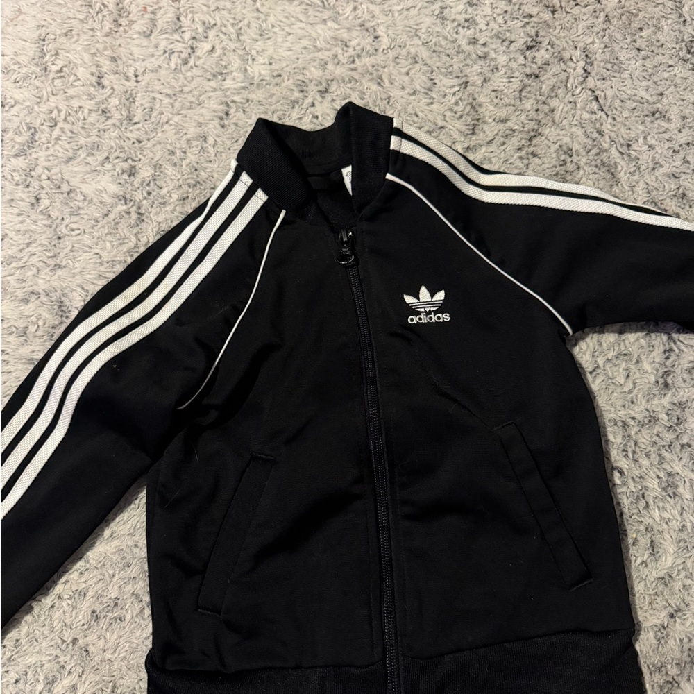 Adidas Black and White Striped Jacket